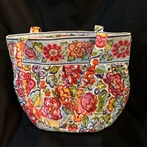 Vera Bradley Floral Multicolor Tote Bag, with zipper closure front pocket